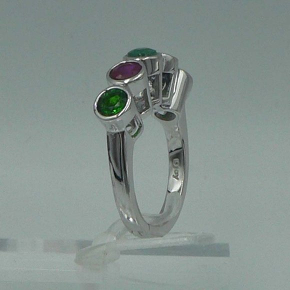 Sz 6 Genuine Multi Gemstone Ring - Picture 3 of 5